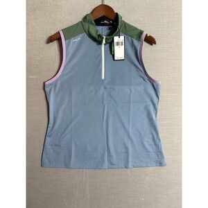 NWTS - RLX Ralph Lauren Women's Performance Golf Vest 1/4‎ Zip Large Blue Green